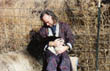 Joshua Jonathan and a newborn sheep.